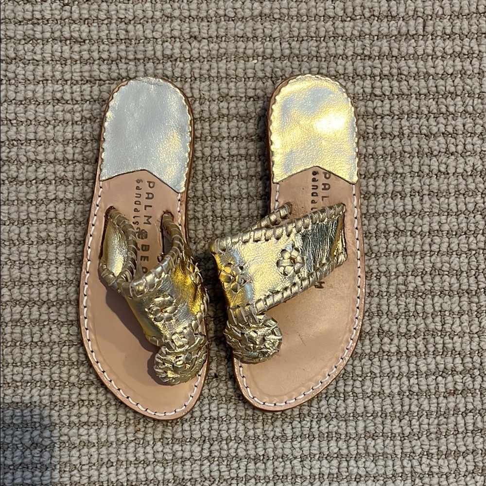 Kids Gold Leather Sandals